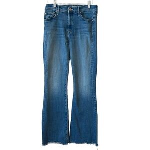MOTHER Medium Blue High-Rise Flare Jeans